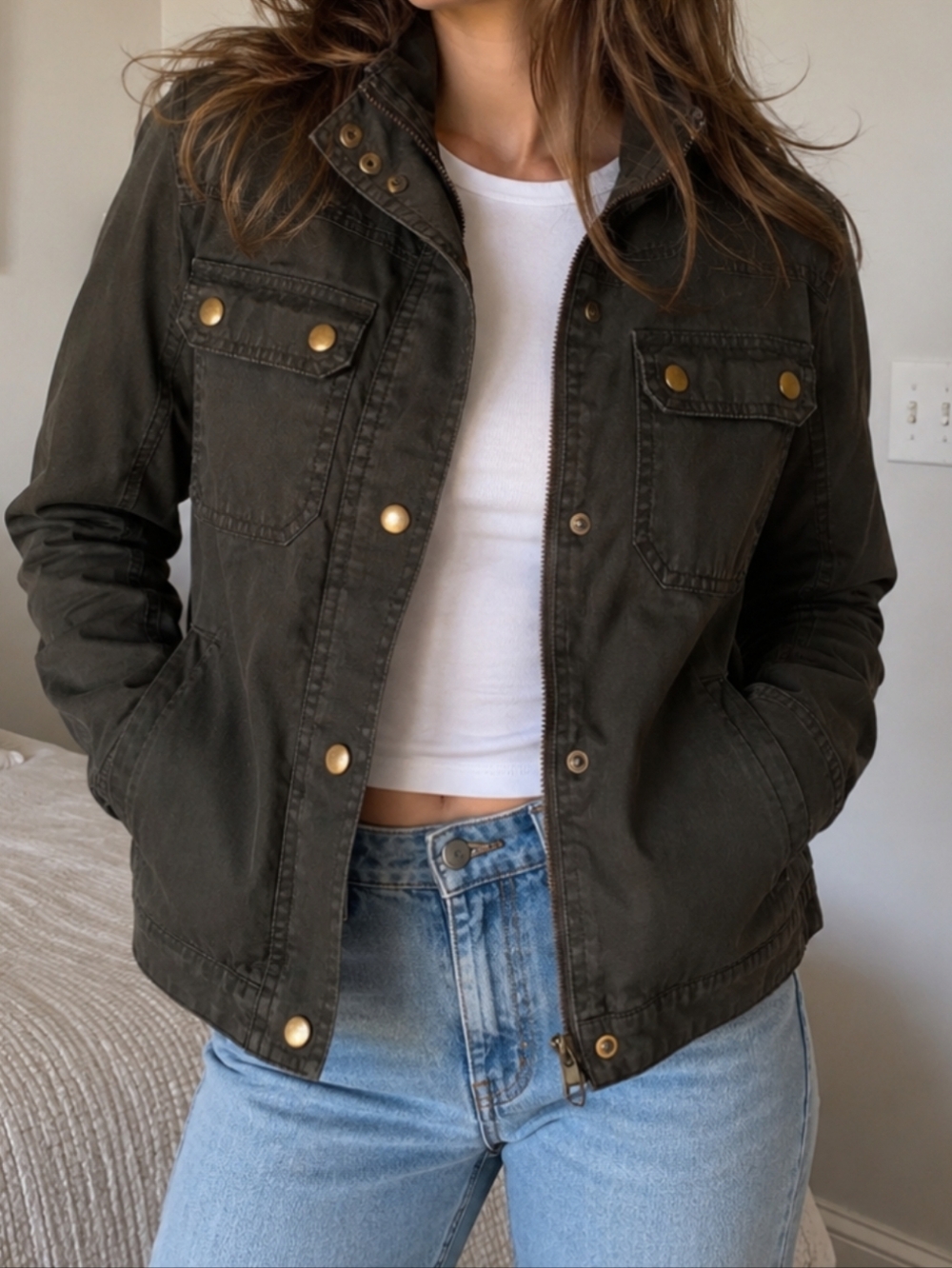J.Crew Classic Women's Utility Jacket in Olive Green